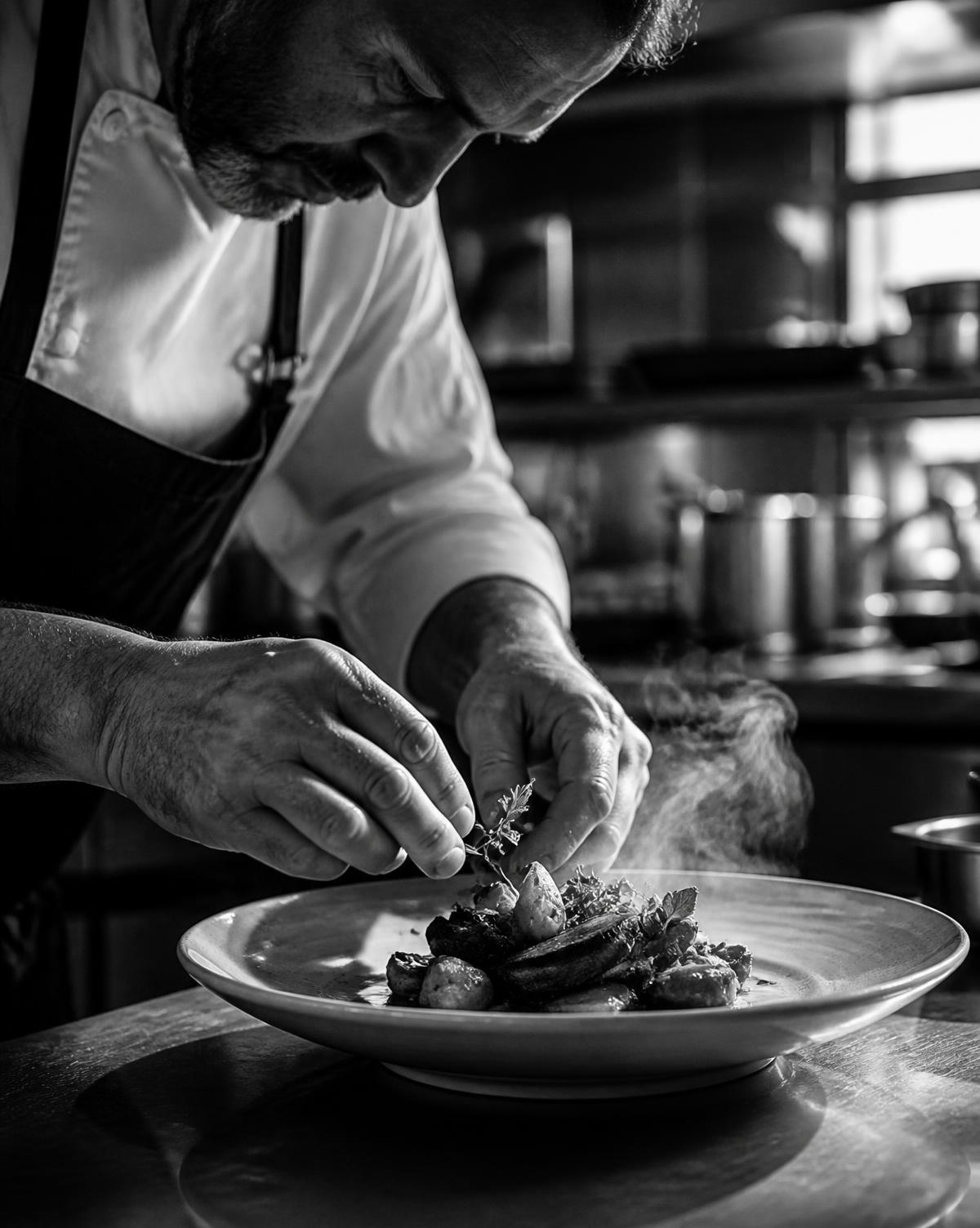 Coastal Fine Dining Group project imagery in black and white